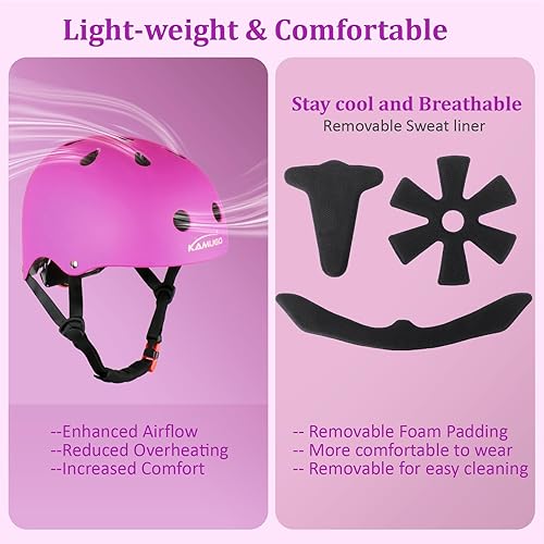 Miniatura 5 de KAMUGO Casco ajustable para niños, con equipo de protección deportiva, rodilleras, coderas, muñequeras para niños de 2 a 8 años de edad, para