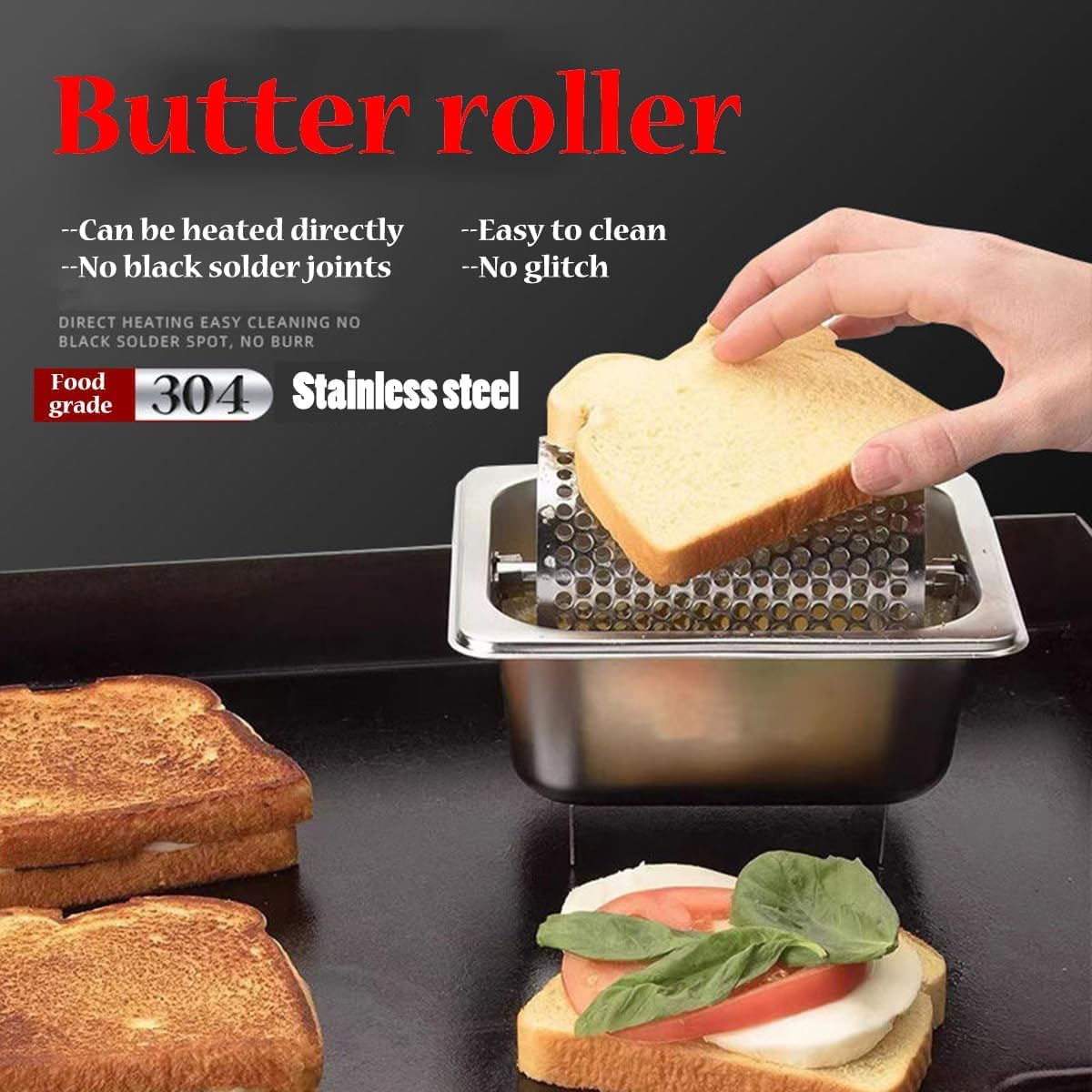 Stainless Steel Butter Spreader Wheel, Butter Wheel Butter Roller, Butter Roller to Spread Butter Evenly, Butter Dispenser for Shop Kitchen Cornbread Steaks