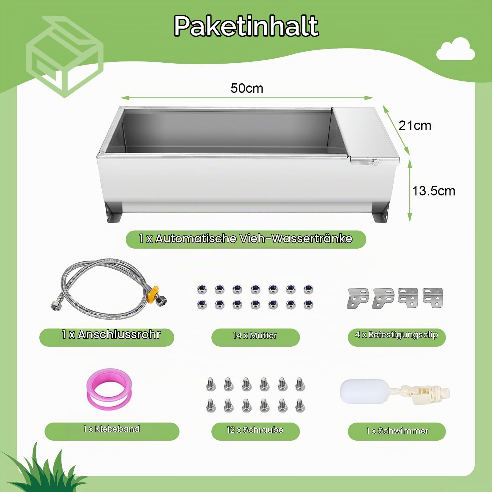 Schwimmer Tränkebecken, Viehtränke Schüssel, Automatischer Wasserspender mit großer Kapazität, 7,5 l, aus Edelstahl 304, selbstfüllend, für Hunde, Pferde, Kühe, Ziegen