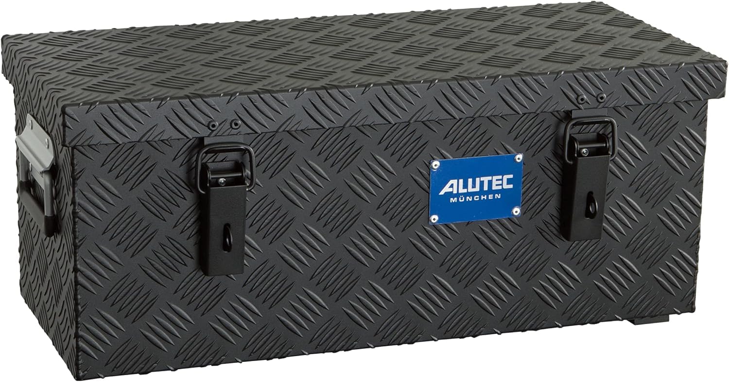 ALUTEC Aluminiumbox Extreme 37 (Farbe Schwarz, Inhalt 37 ltr., Innenmaße (LxBxH) 600 x 250 x 250 mm/Außenmaße (LxBxH) 622 x 275 x 270 mm, Aufbewahrungsbox, Alubox) 41037BLACK