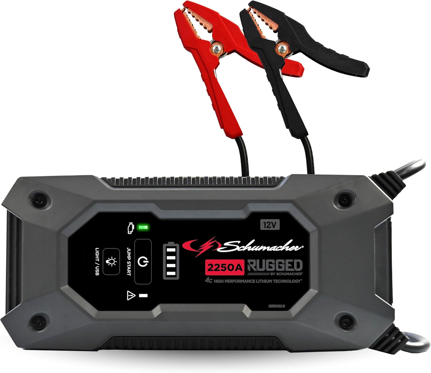 Schumacher Electric 1250A Rugged Lithium Car Battery Jump Starter and Portable Power Pack/Jump Box, 3-in-1 Solution, 2.4A USB Charging, for 12V Power Sport, Automotive, and Marine Batteries, SL1648