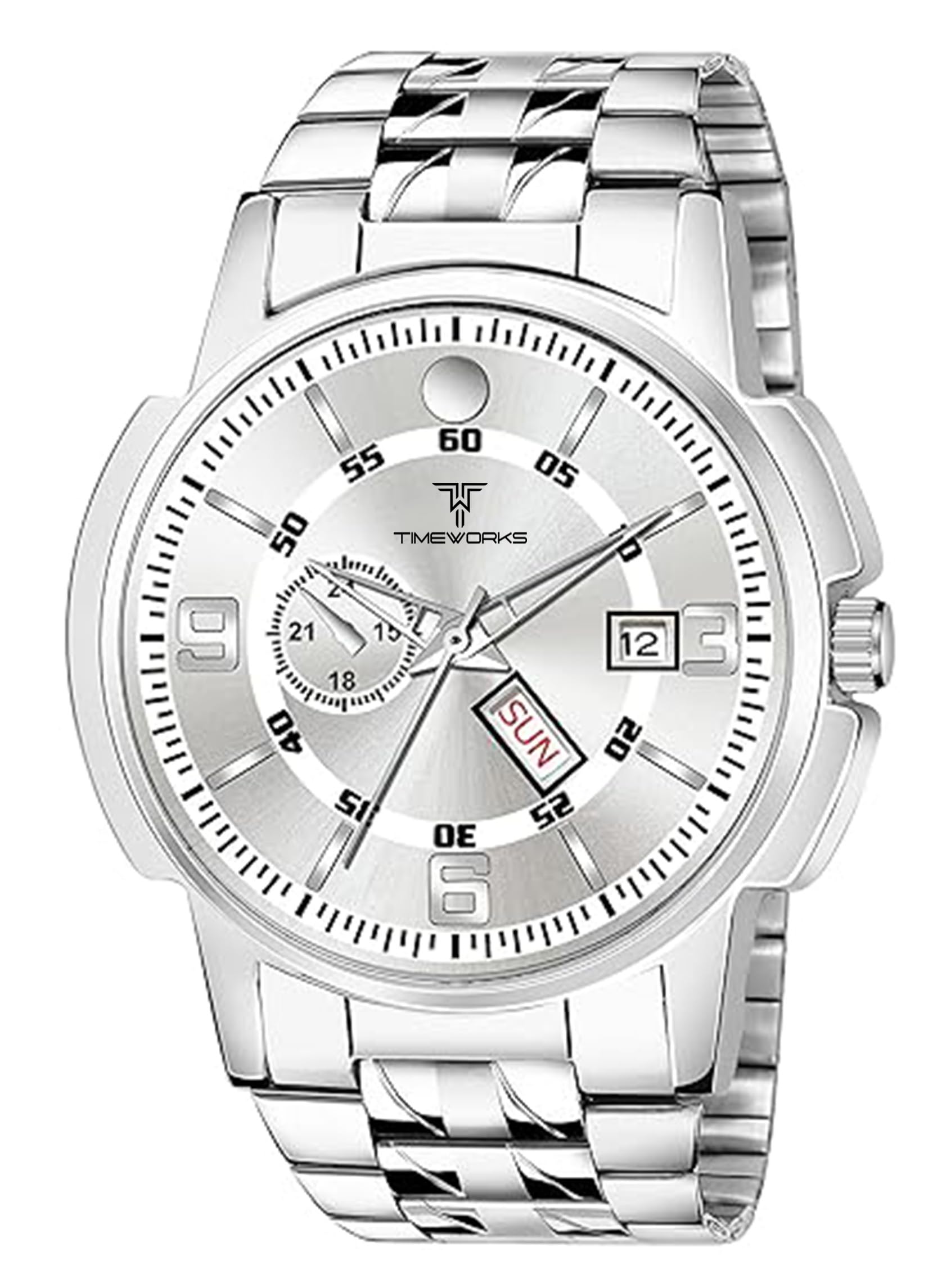 TIMEWORKS Designer Day & Date White Round Dial Mens & Boys Watch 411SSM01 (B0CQYLZP7V) Amazon Price History, Amazon Price Tracker