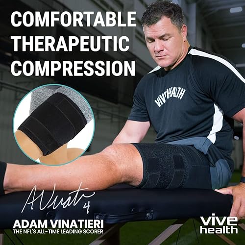 Miniatura 2 de Vive Soporte para muslos, cuádruple envoltura para isquiotibiales, soporte de manga de compresión ajustable para músculos de la ingle tirados,