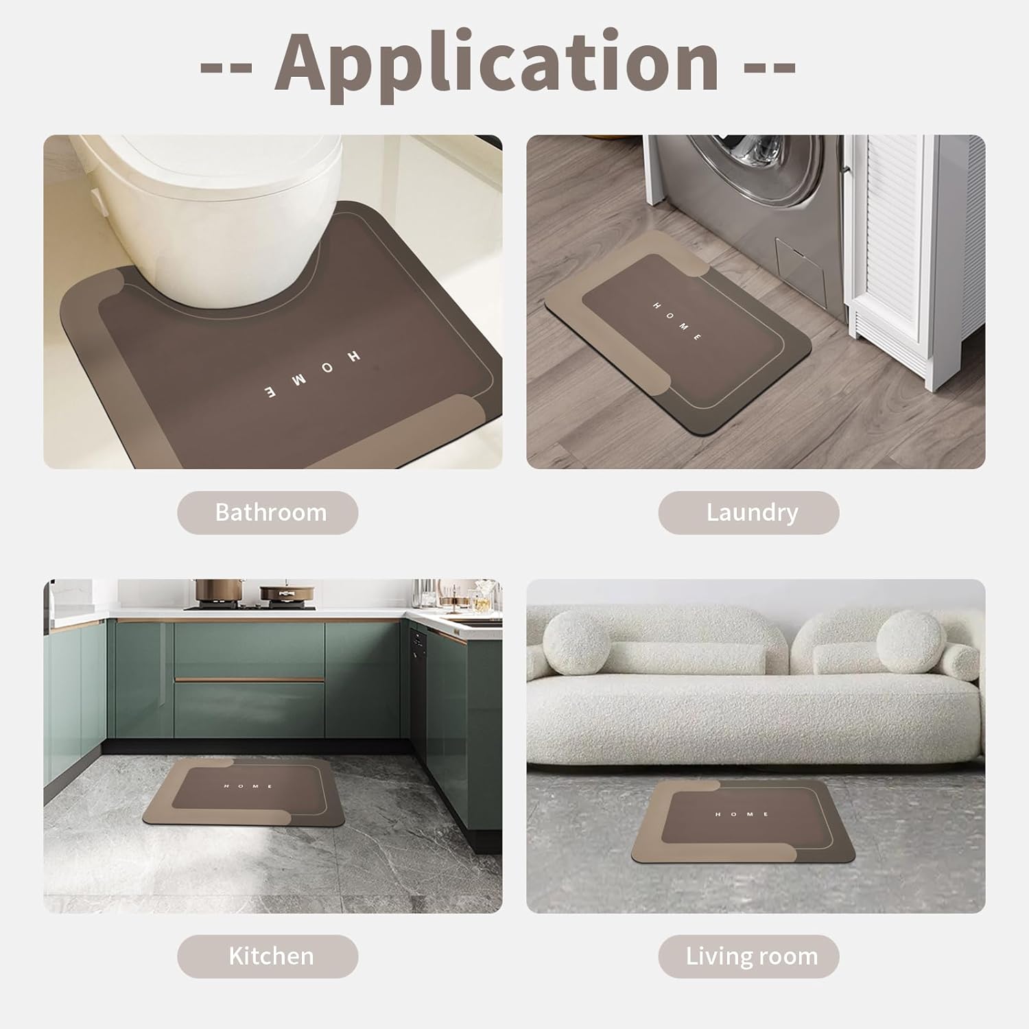 Housego 2PCS Absorbent Bath Mat Magic Rug Sets, Quick Drying Bath Mat Non-Slip Floor Rug Rubber Backed for Bathroom Kitchen Shower Sink, Water Absorbent (19.7''x23.6''+19.7''x31.9'', Brown)