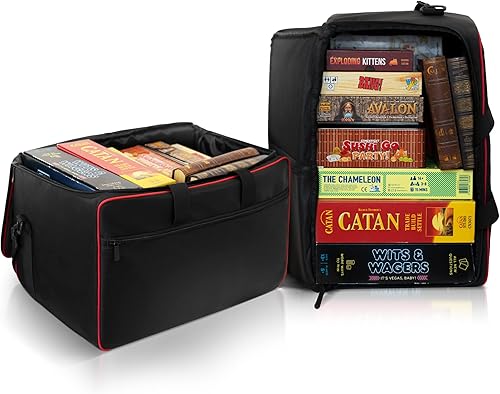 JDM LAB Bolsa de juego de mesa, bolsa de lona y mochila, correa acolchada para el hombro, múltiples bolsillos con cremallera, resistente al agua