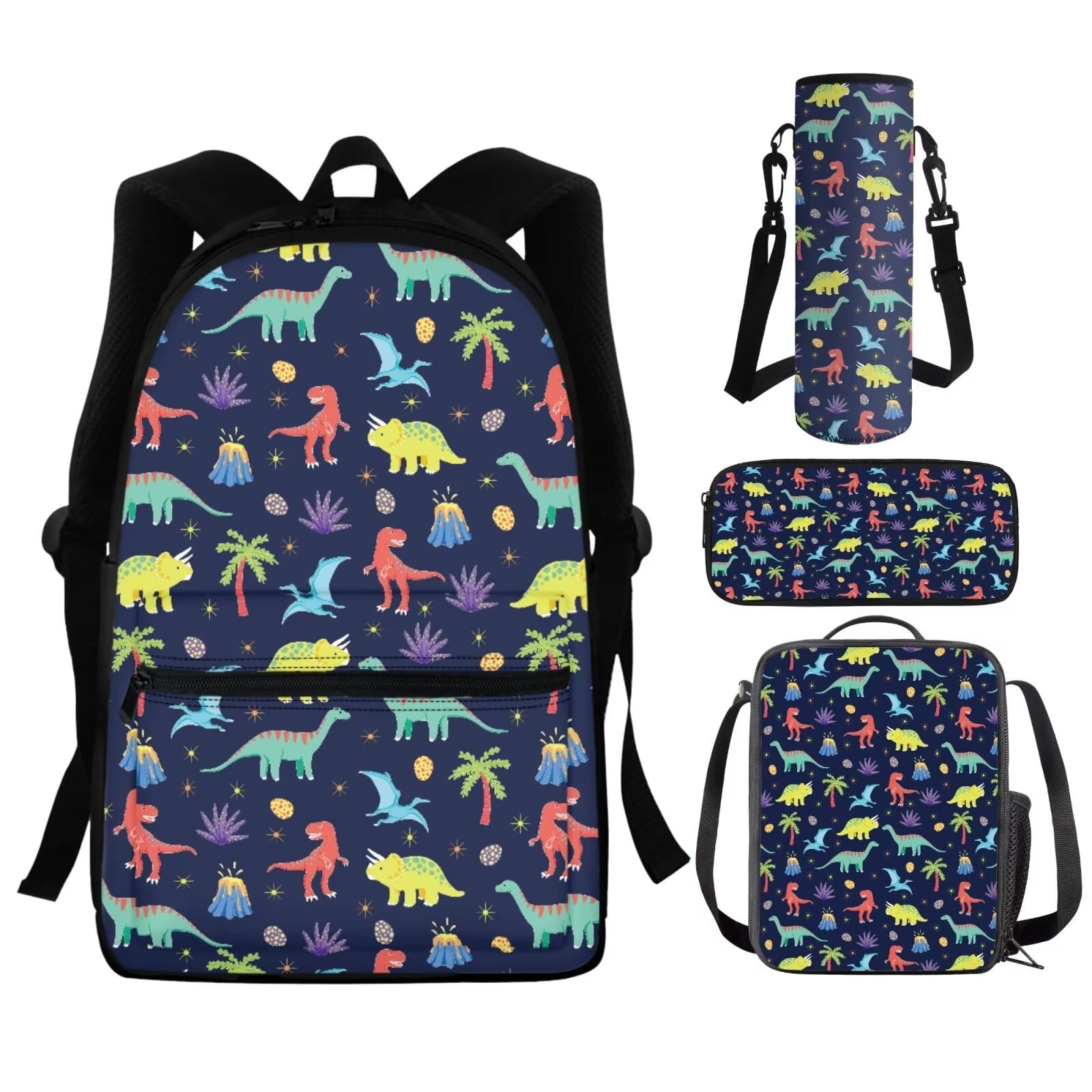 Dreaweet Kids Backpack with Lunch Box Set School Bag Set with Lunchbox Water Bottle Sleeve Pencil Case 4 in 1 Book Bag Combo