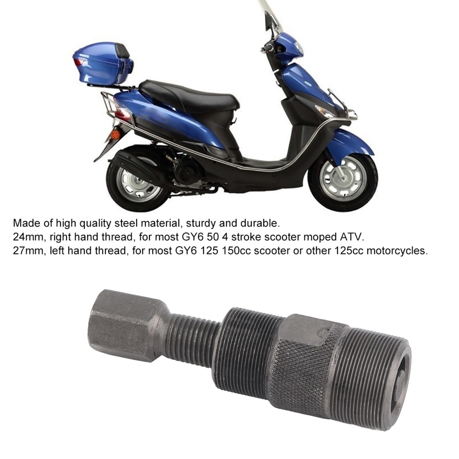 Qiilu ściągacz do koła zamachowego, 27mm i 24mm magnetyczny ściągacz do koła zamachowego narzędzie do naprawy pasuje do skutera ATV GY6 50125