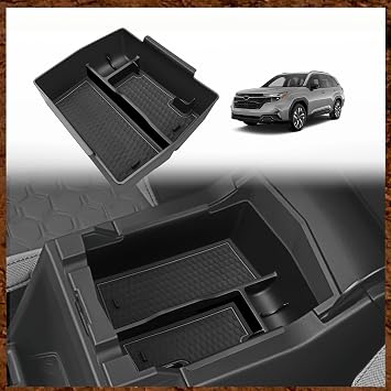 Muslogy Upgraded Center Console Organizer Compatible with 2025 Subaru Forester Middle Armrest Storage Box Insert Tray Cable Holder Interior Accessories Easy Removal Gray