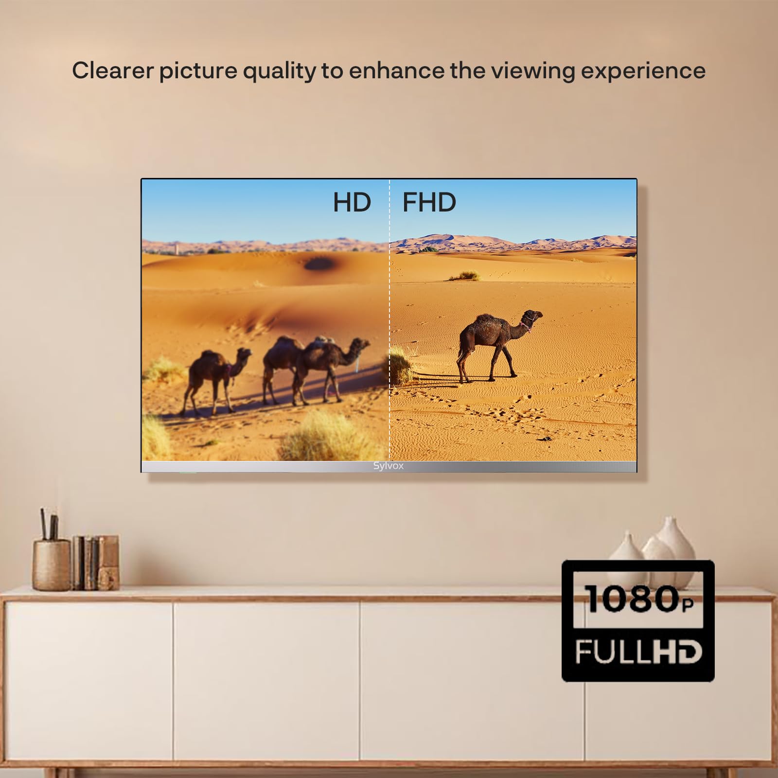 SYLVOX 24" Smart Google 12V TV do Kamperów | 1080P, Wbudowany Odtwarzacz DVD, Adapter 12V, Szeroki Zakres Napięcia 100-240V, Potrójny Tuner DVB-S2/T2, WiFi, HDMI/USB, Dla Autokarów/Ciężarowych
