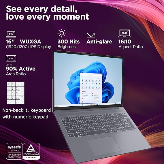 Lenovo 16 FHD+ Gaming Laptop Computer for Home Student, Intel 8-Core i5-13420H, 8GB DDR5 RAM, 512GB PCIe SSD, WiFi 6, BT 5.2, Type-C, Luna Grey, Windows 11 Home