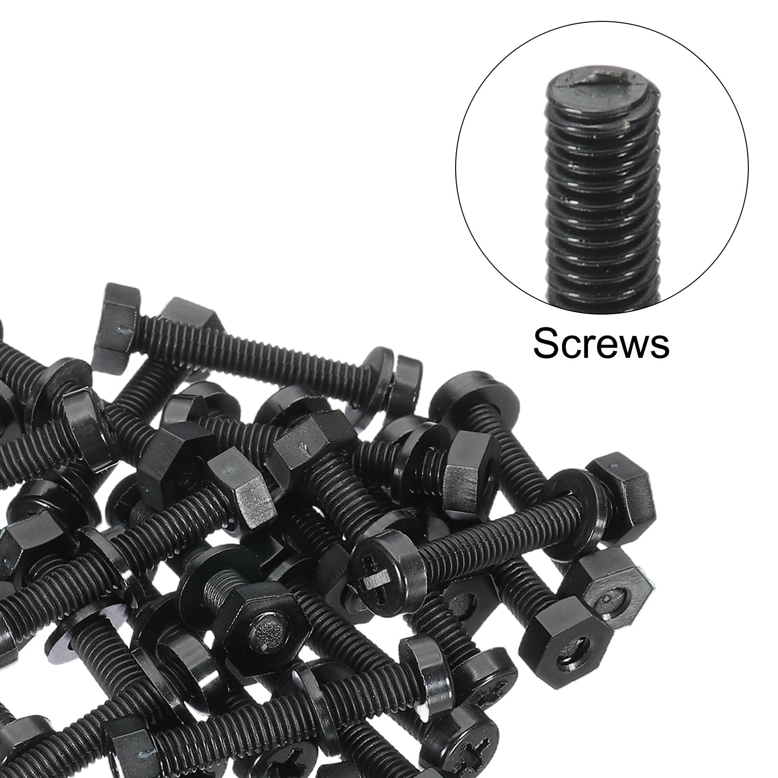 PATIKIL M4x25mm Black Nylon Bolts Plastic Nuts Full Thread Head Screws, 24 Pcs, M4*25mm - Image 4