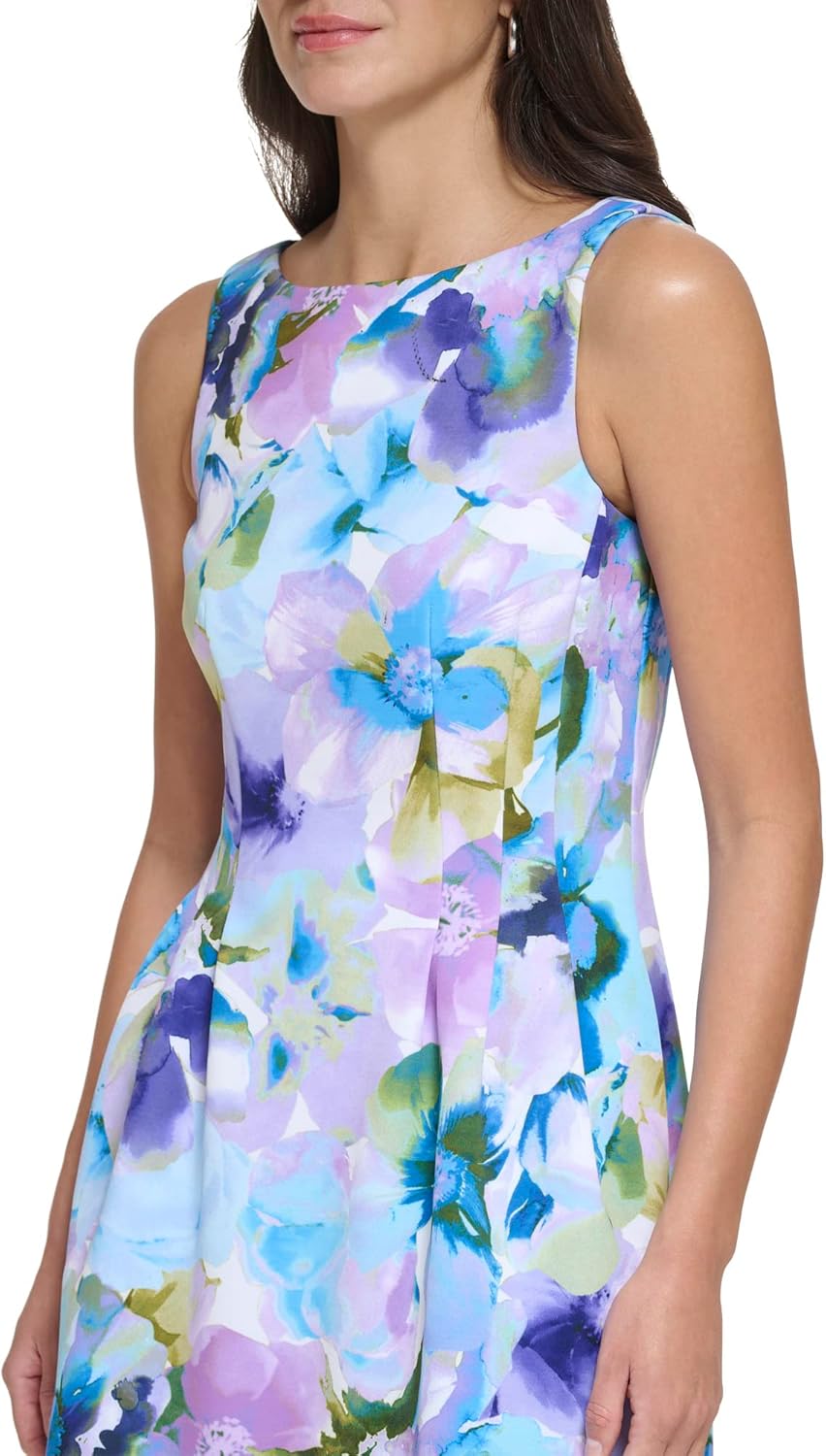 Jessica Howard Womens Petite Watercolor Floral Fit & Flare Mini Dress - Image 4