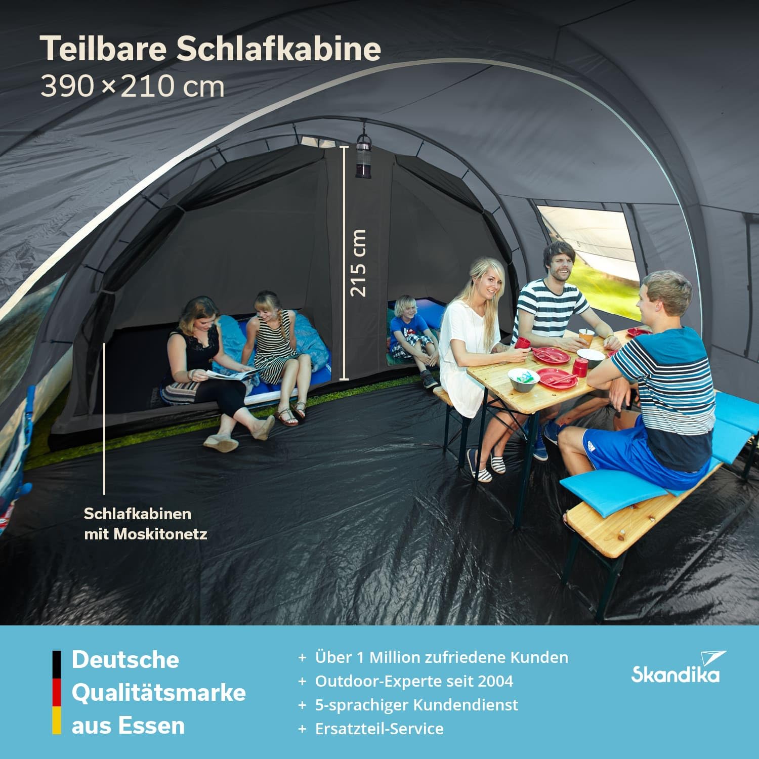 Skandika Helsinki - 6 Personas - Tienda de campaña Familiar - túnel - mosquiteras