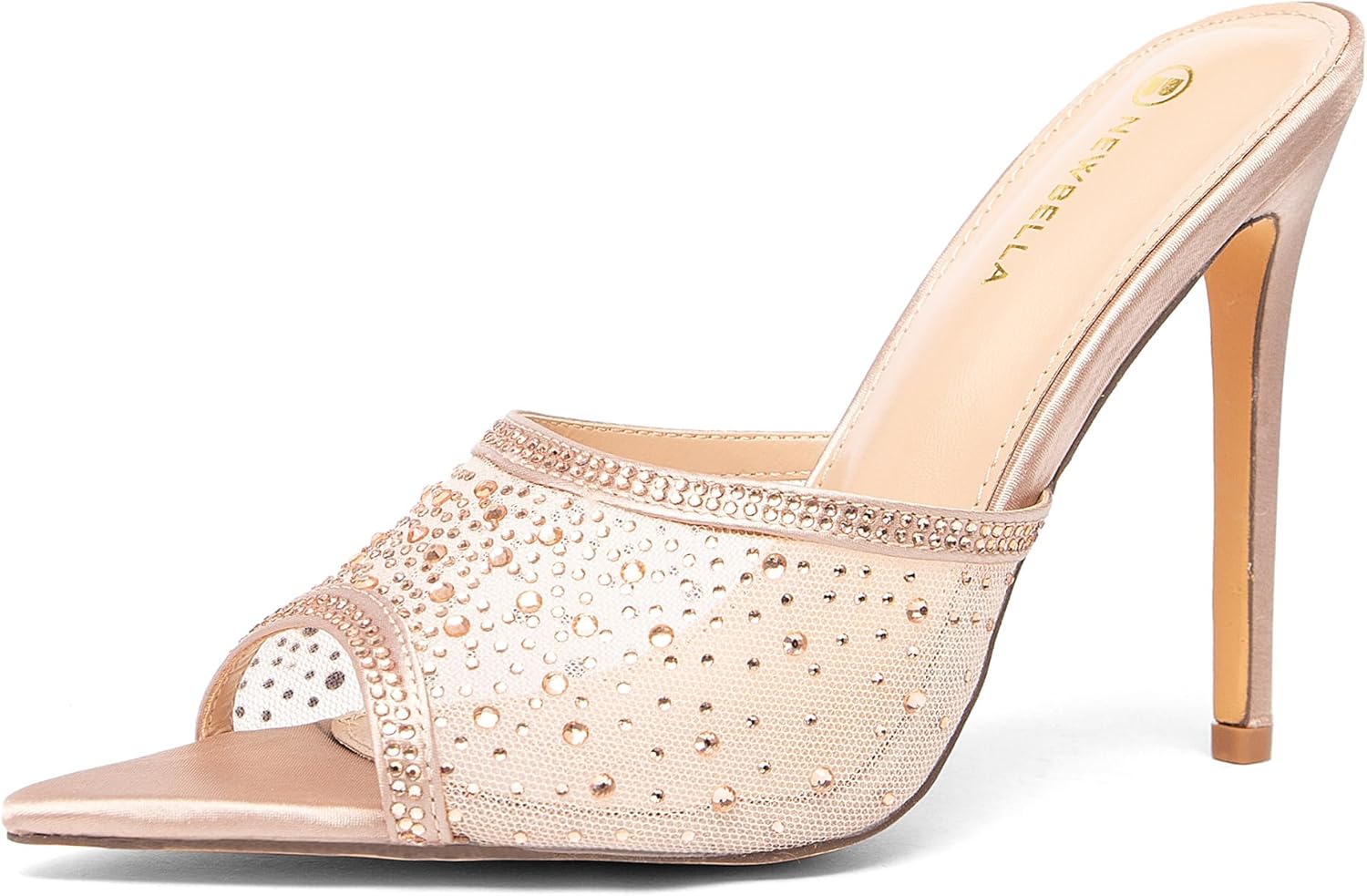 Women's Rhinestone High Heel Sandals - Slim Pointed Open Toe Stilettos for Summer & Evening Parties