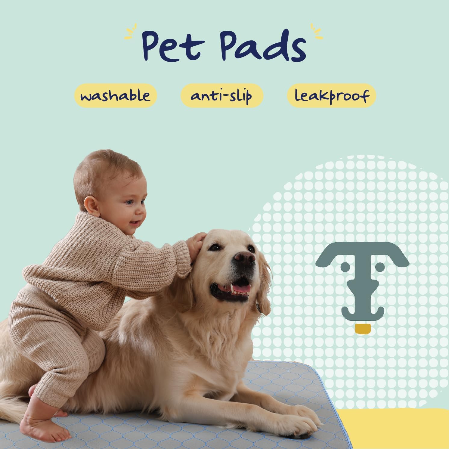 Katziela Washable Pet Pads (2 Pack 36in x 48in)Super Absorbent Waterproof Reusable Dog Pee Pads for Dogs Washable Puppy Pads for Potty Training Housebreaking Washable Pee Pads for Dogs White Stitching