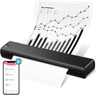 Odaro A4 Portable Thermal Printer for Laptops and Phones - M08F Wireless Bluetooth Small Inkless Printer for Travel, Study, Home, Support 210 x 297mm A4 Size Thermal Paper, Black