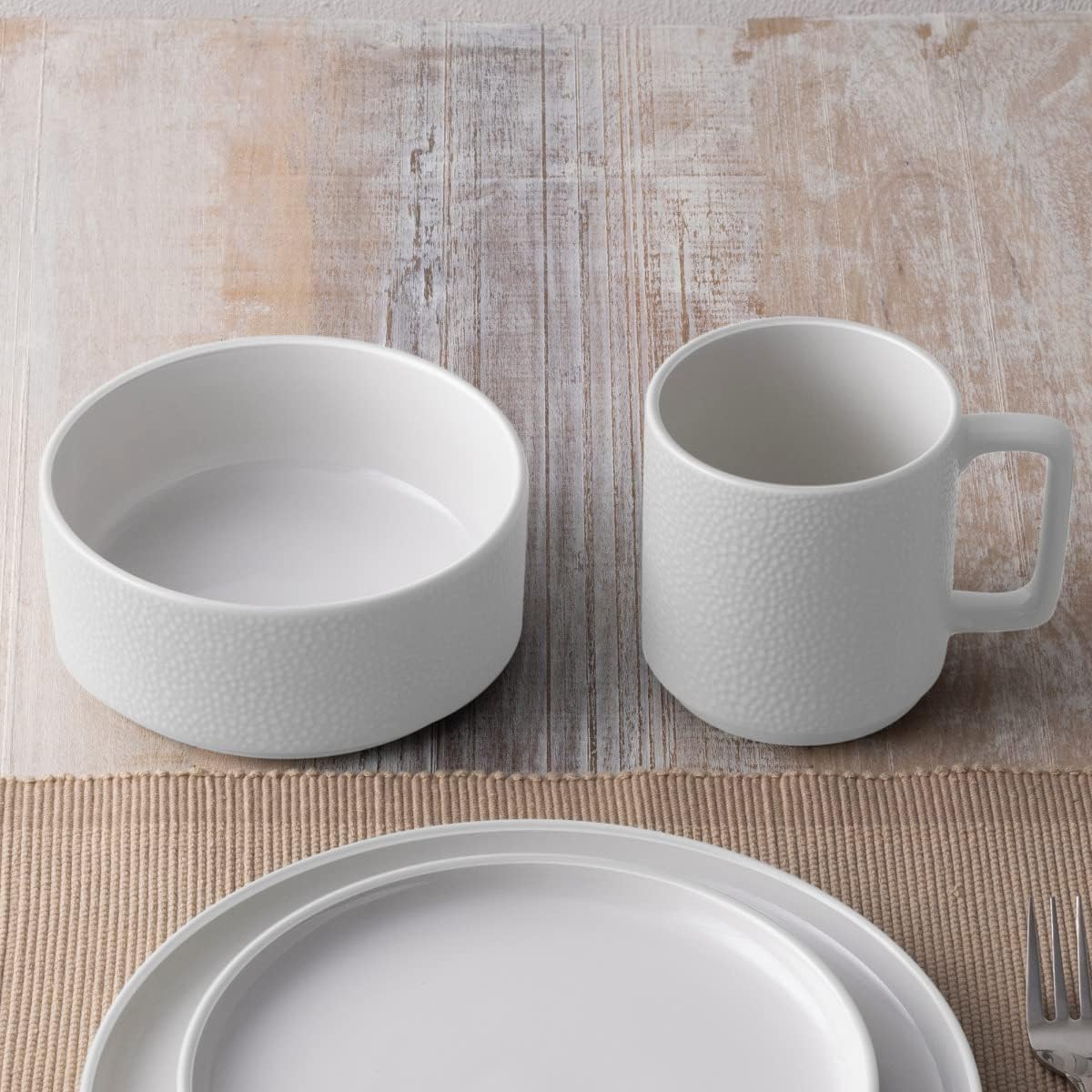 Noritake ColorTex Stone White 4-Piece Place Setting, Service for 1