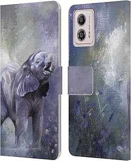 Head Case Designs Officially Licensed Simone Gatterwe Baby Elephant Animals 3 Leather Book Wallet Case Cover Compatible with Motorola Moto G53 5G