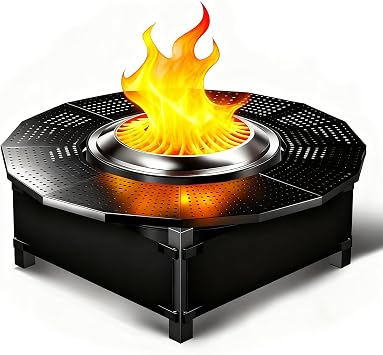 40-Inch Adjustable Fire Pit Surround Tabletop for Solo Stove Bonfire/Ranger,Powder-Coated Steel Top with UV-Resistant Fabric for Indoor & Outdoor Use, 24 in Inner, Fits Most Wood Burning Fire Pit