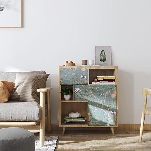 Miniatura 6 de Papel de contacto floral de 17.5 x 393 pulgadas, papel tapiz floral vintage para despegar y pegar, autoadhesivo, extraíble, impermeable, cubierta de