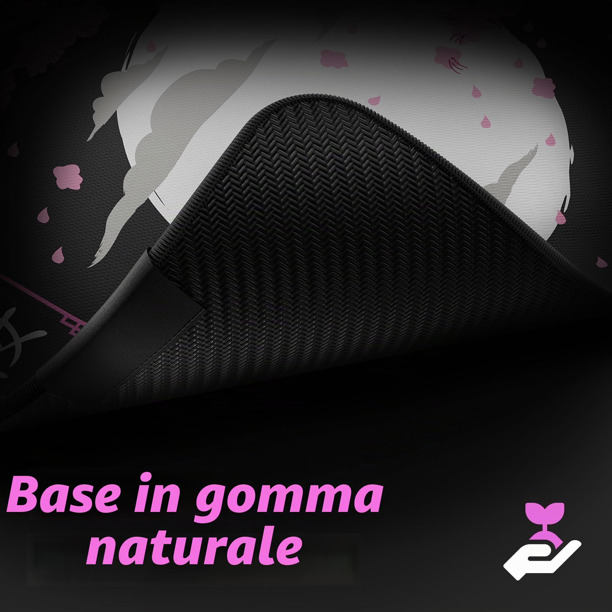 Hystar Tappetino per mouse da gioco esteso | XXL 91,4 x 40,6 cm | Spessore 5 mm, superficie impermeabile, tessuto in poliestere liscio e base in gomma naturale | Sakura Dark