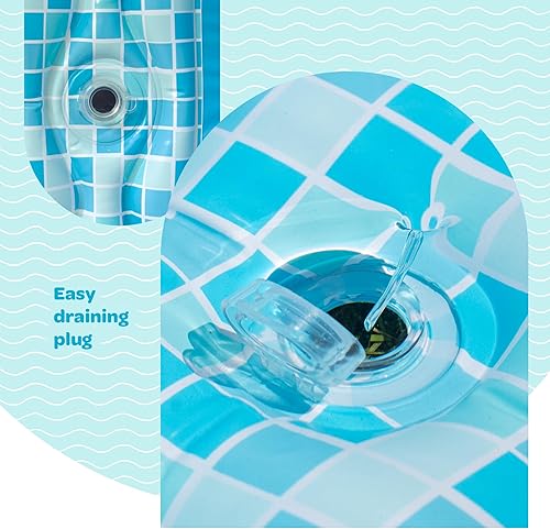 Vista 13 de Inflable para niños y adultos de 90 x 60 pulgadas (7.5 x 5 pies) con suelo acolchado suave, asas y drenaje, piscina para niños, piscina grande