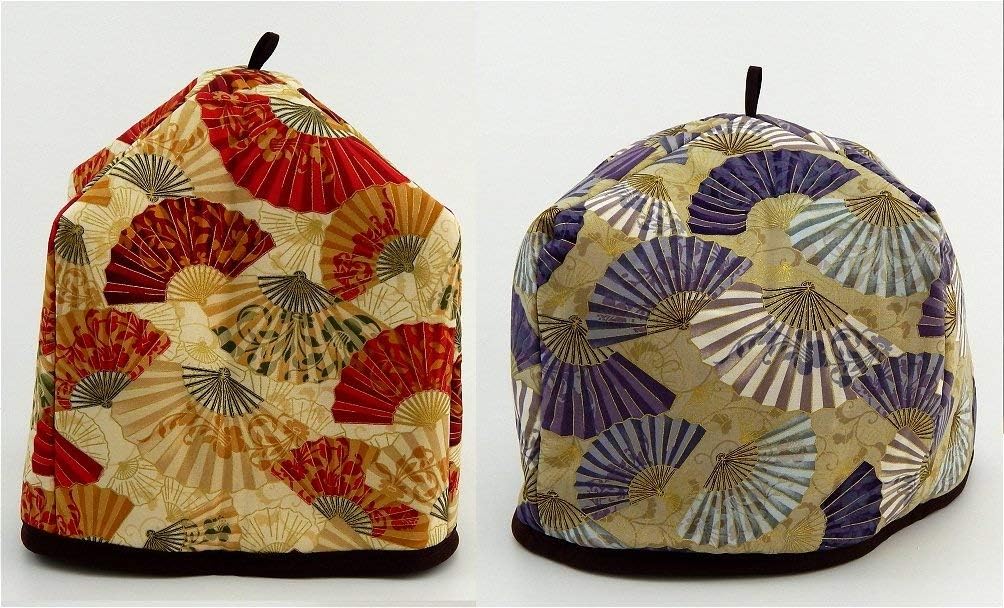 - Red Fans and Purple Fans - Two Sided Tea Cozy