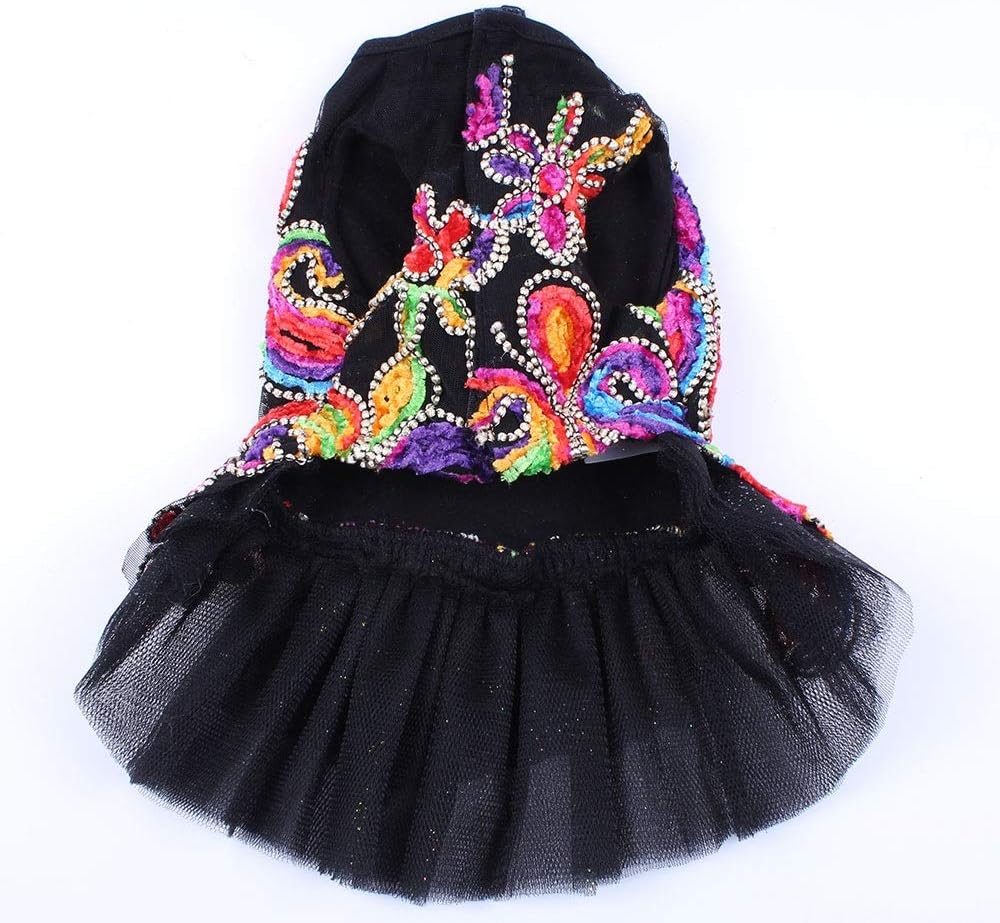 New Pet Dog Wedding Dresses Flowers Lace Bohemia Style Cats Puppy Princess Party Dress Apparel 5 Sizes (Size : Large) (X)