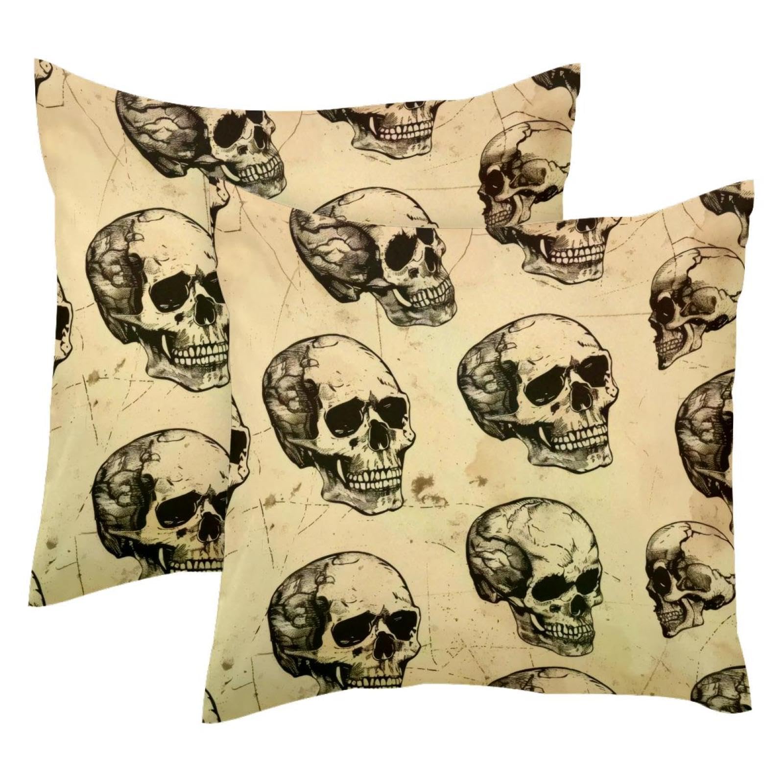 Housse de coussin velours crâne double face pour intérieur audacieux