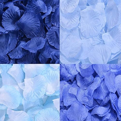 Yesallwas 2000 pétalos de rosa azul marino falsos para decoración de bodas, día de San Valentín y fiesta romántica (azul)