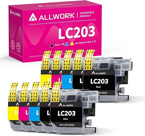 ALLWORK LC203 XL - Cartucho de tinta compatible con Brother LC203 LC203XL LC201 LC201XL para Brother MFC-J460DW MFC-J485DW MFC-J880DW MFC-J885DW