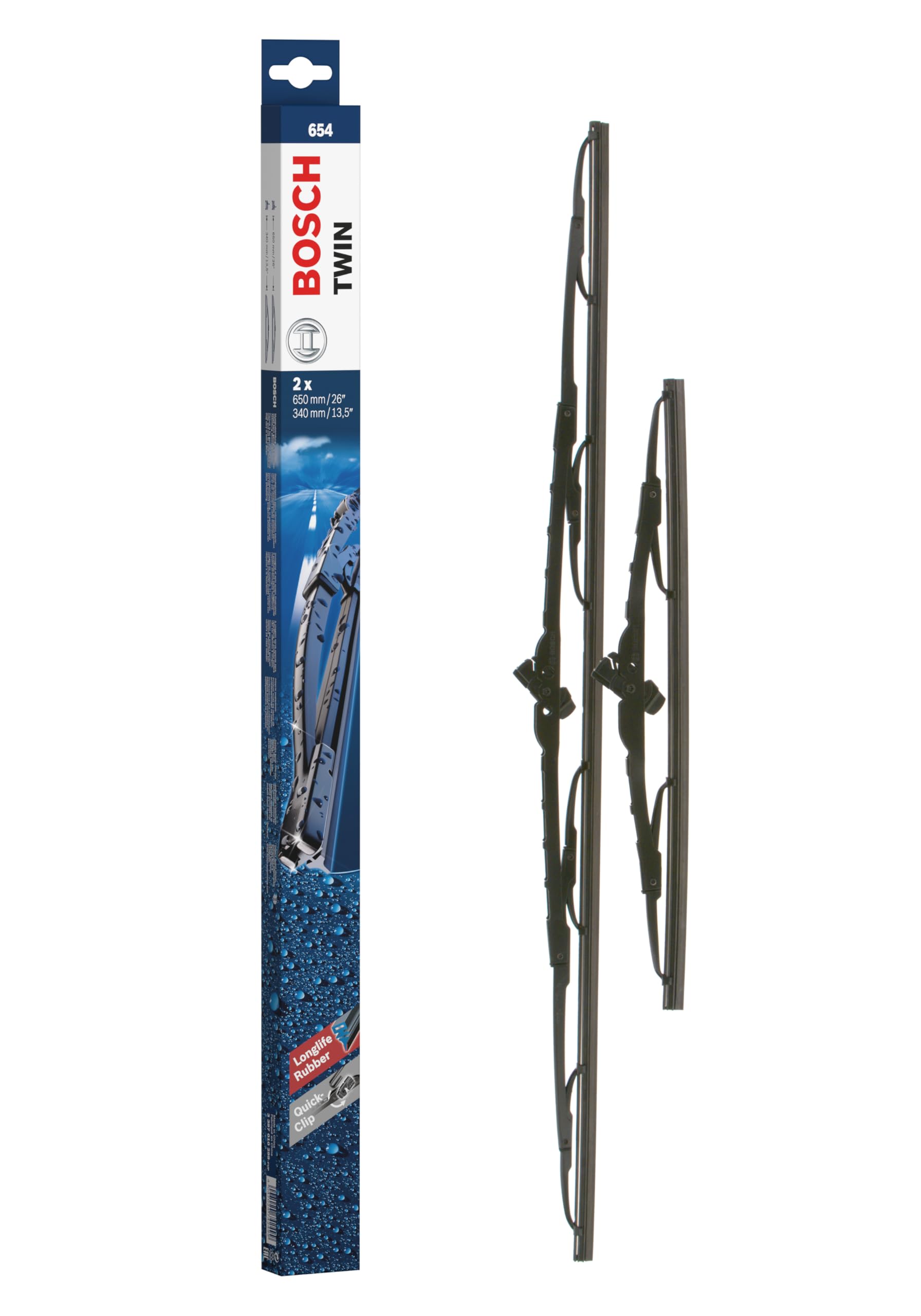 Bosch Scheibenwischer Twin 654, Länge: 650mm/340mm – Set für Frontscheibe