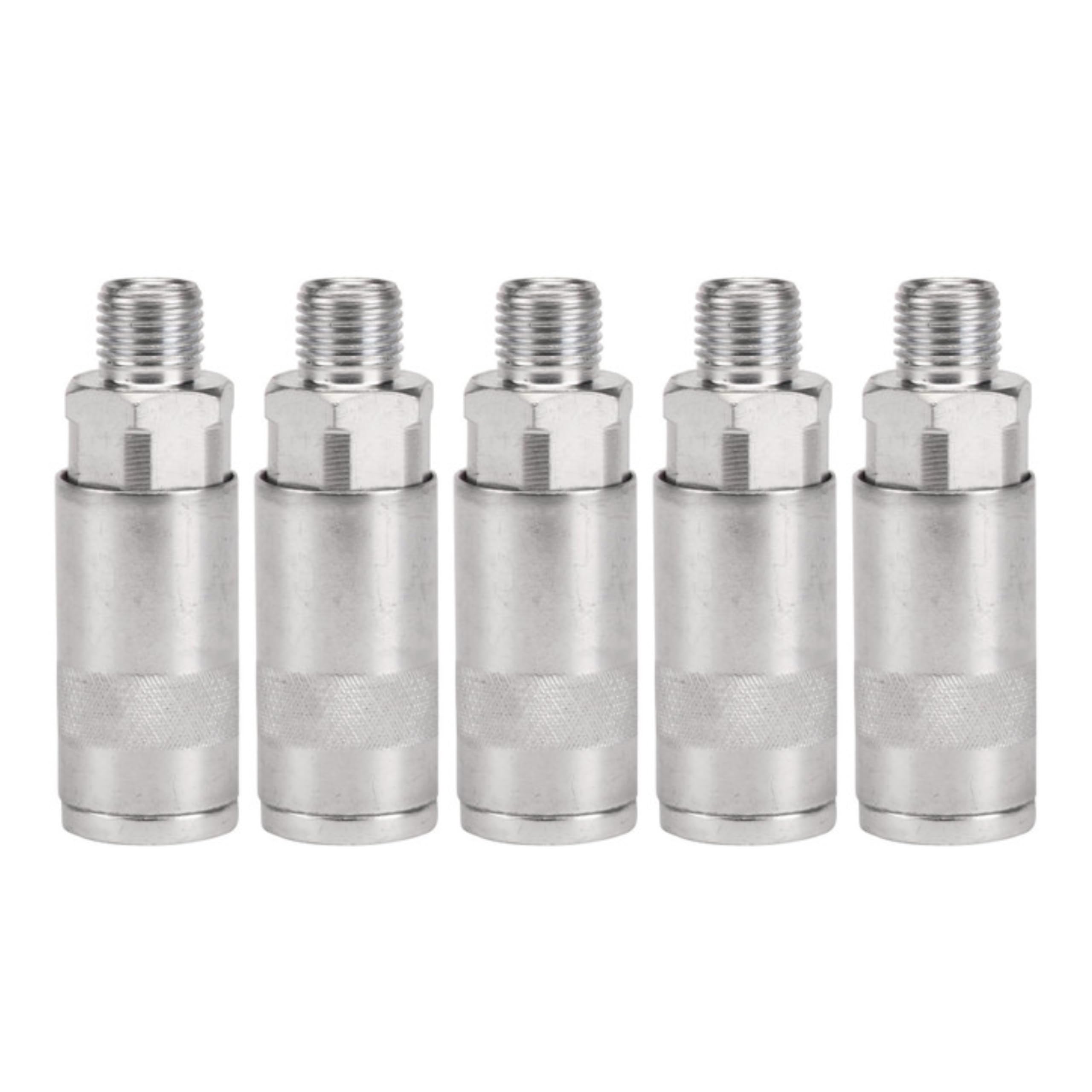 Dunnet Tools 1/4" Inch Quick Release Air Line Connector | Heavy Duty Male BSP Fitting for Air Compressor, Pneumatic Tools, Quick Connect Coupling, Airbrush & Tool Accessories (Pack of 5)