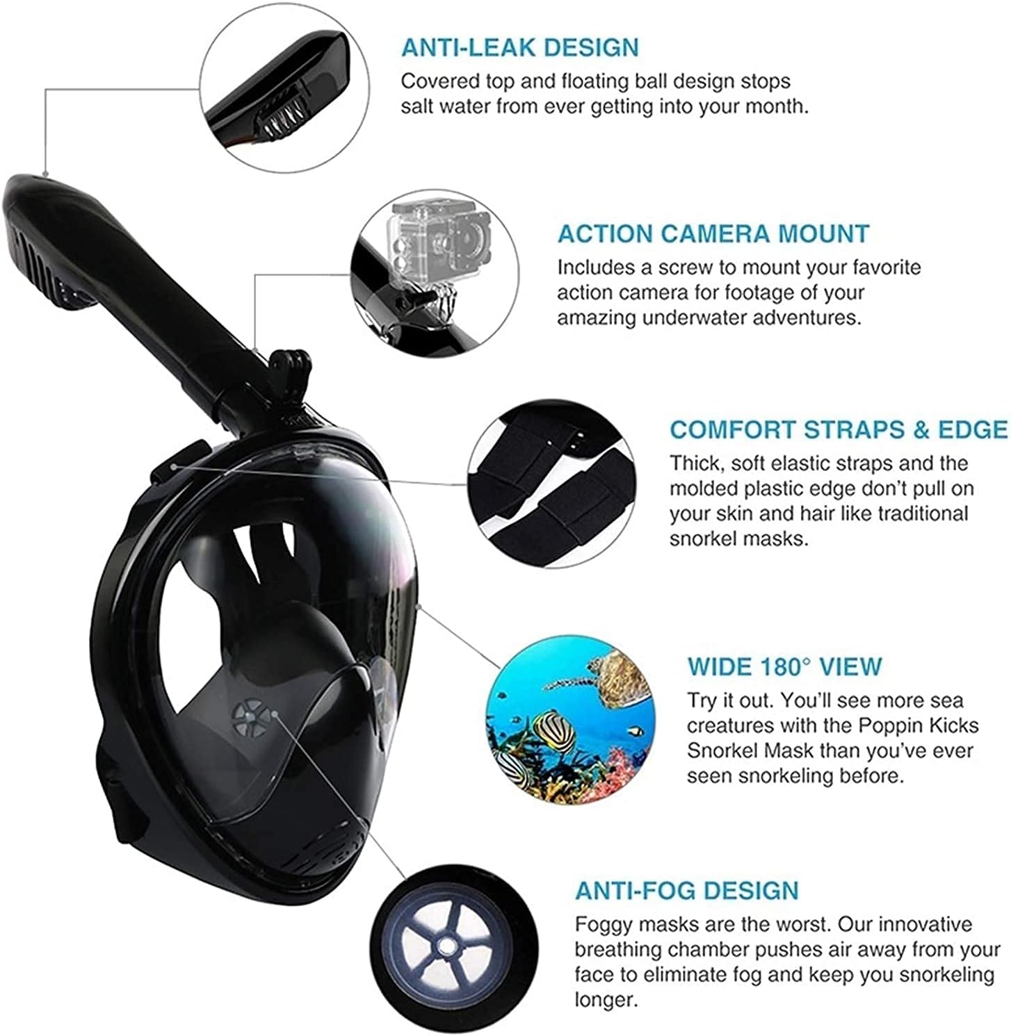 Diving Scuba Safe Underwater Anti Fog Full Face Snorkeling Swimming Snorkel Diving Equipment for Women and Men