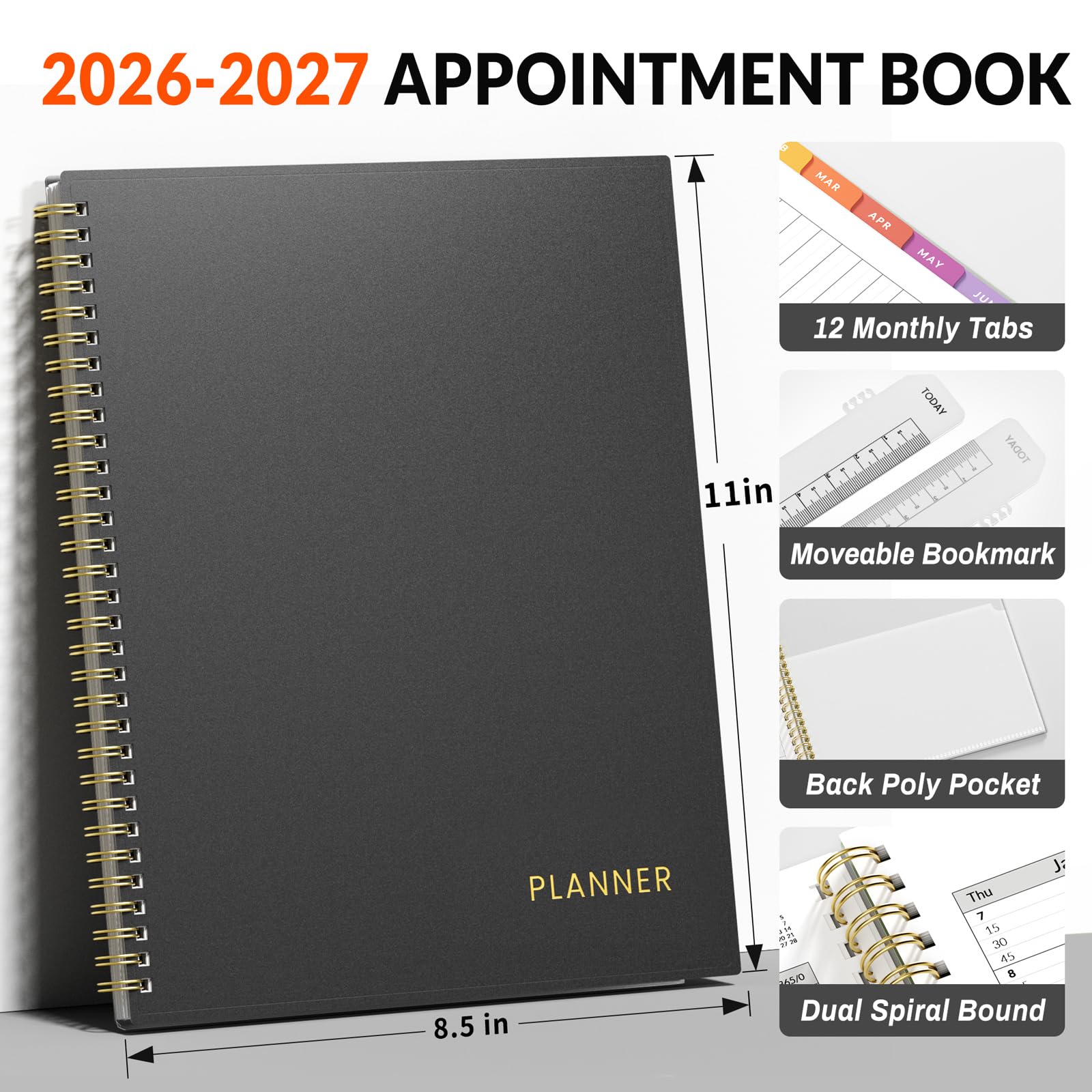 SUNEE Libro de citas 2023-2024, planificador semanal mensual de mayo de 2023 a junio de 2024, calendario con lista de tareas, encuadernación de doble alambre, 8.5 x 11 pulgadas