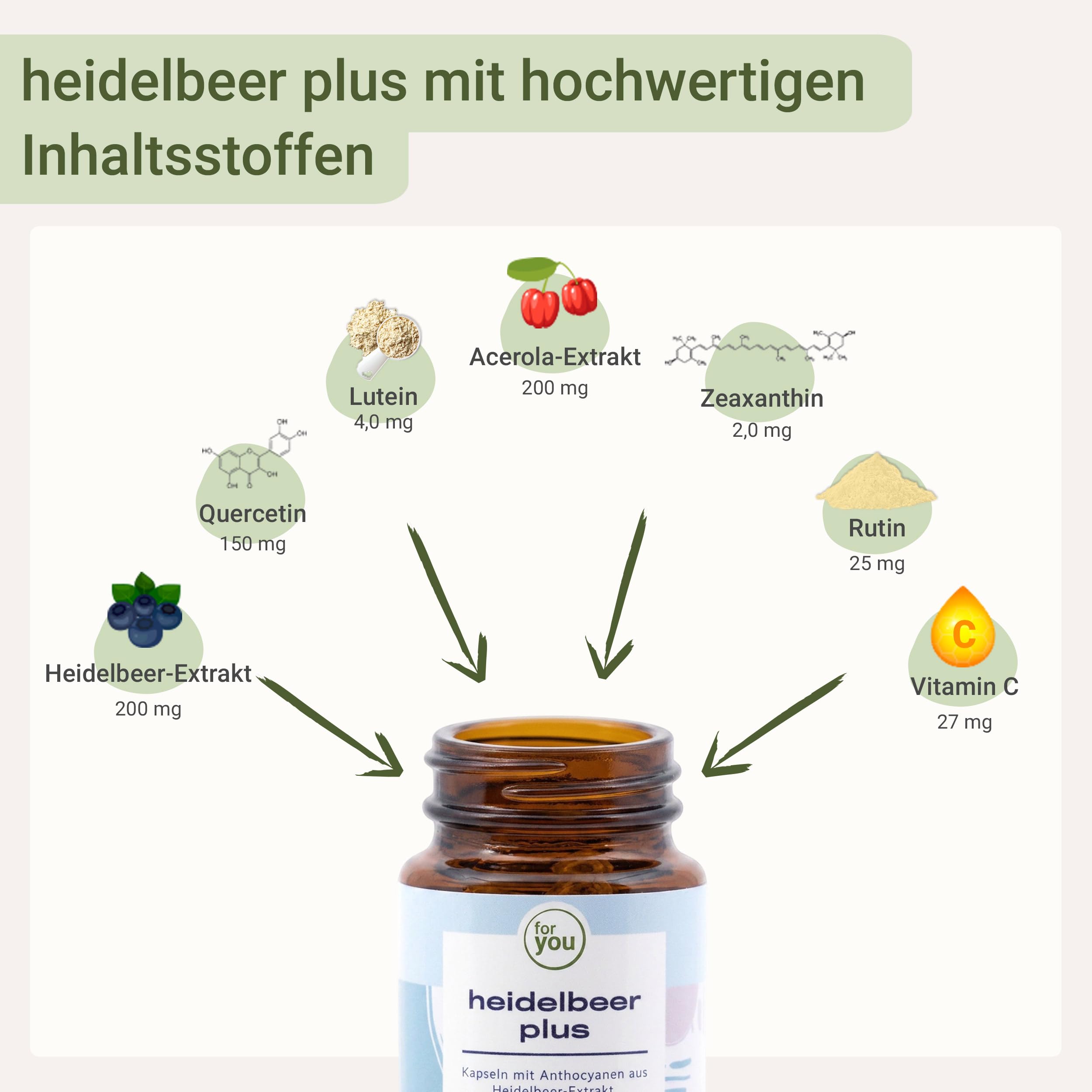 for you heidelbeer plus Doppelpack 30 Kapseln | mit sekundären Pflanzenstoffen, Anthocyanen, aus Heidelbeerextrakt und Quercetin | 50mg Anthocyane pro Kapsel