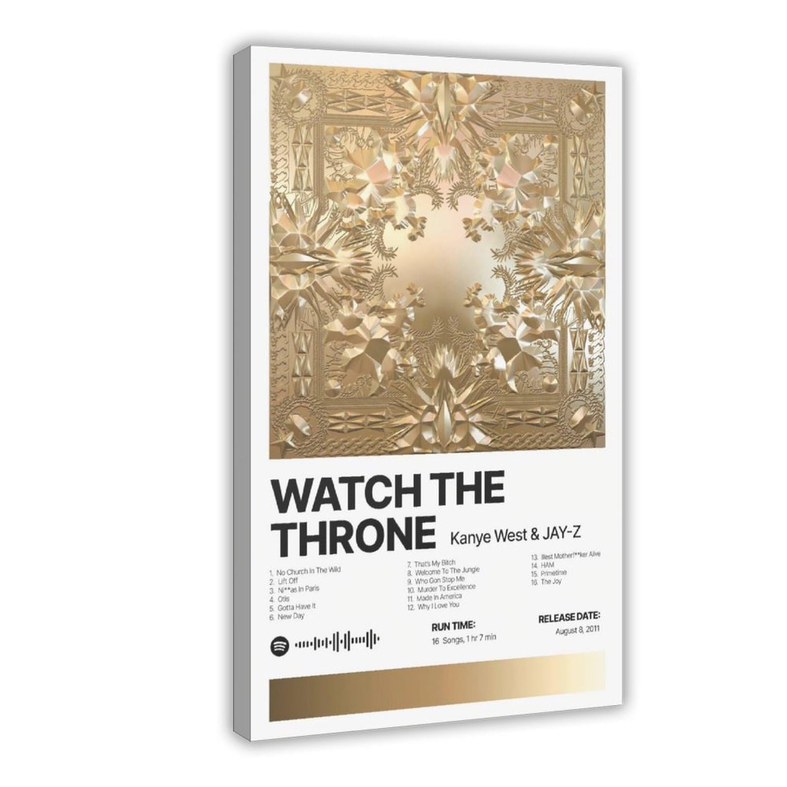 GAHCWB Watch The Throne - Music Album Poster Canvas Poster Wall Art Decor Print Picture Paintings for Living Room Bedroom Decoration 12x18inch(30x45cm)