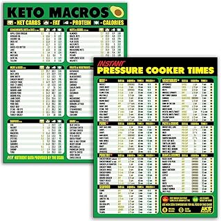 Keto Diet and Instant Pot Magnetic Cheat Sheet Combination Bundle - Extra Large Easy to Read 11” x 8.5” Kitchen Accessories – Quick Reference Guide Magnets for Ketogenic and Pressure Cooker Foods