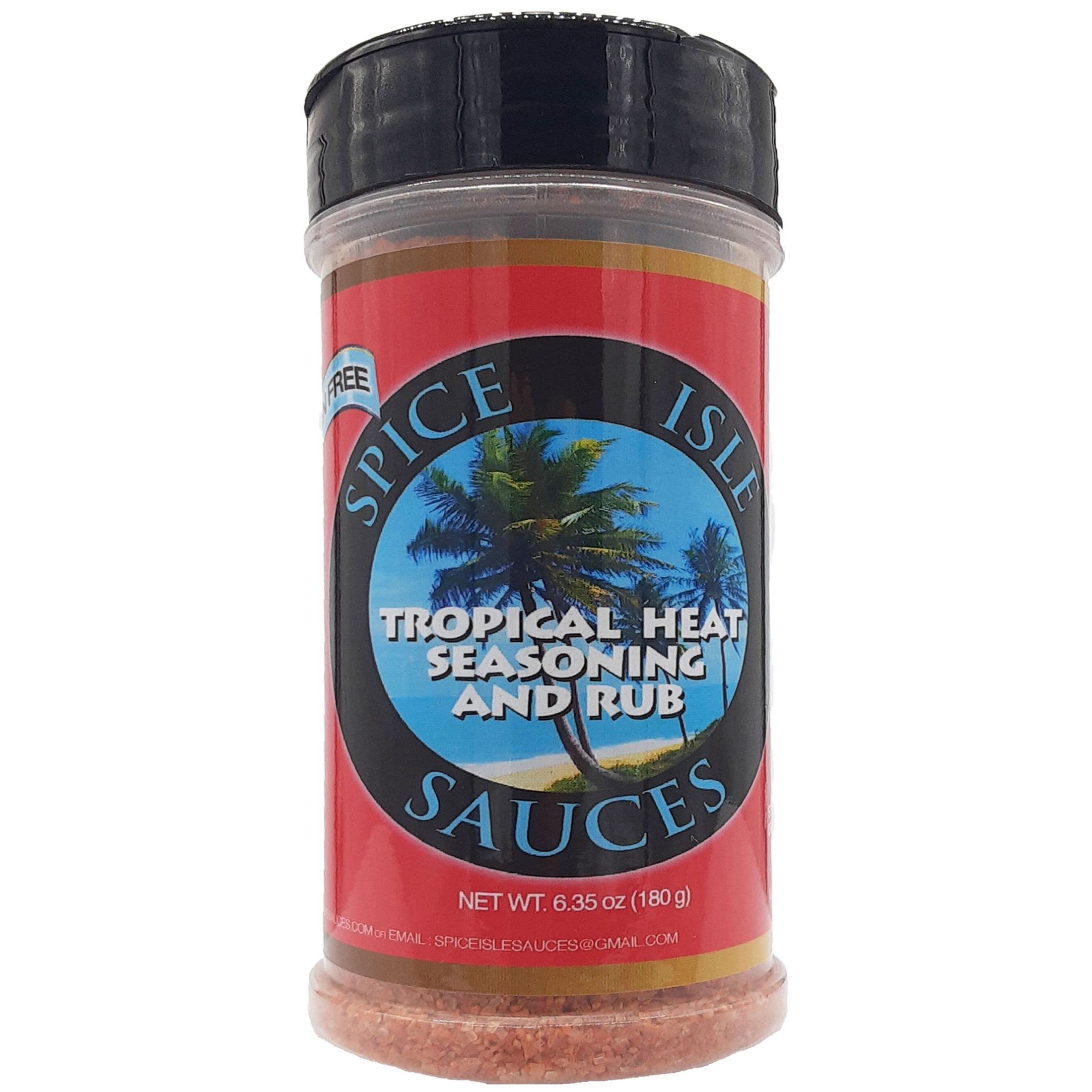 Spice Isle Sauces | Tropical Heat Seasoning and Rub | Sweet & Spicy | Taste the Heat | Authentic Caribbean Flavors with a Blend of Tropical Fruit Flavors & Spicy Peppers | 6.35 oz Bottle | 6 Pack