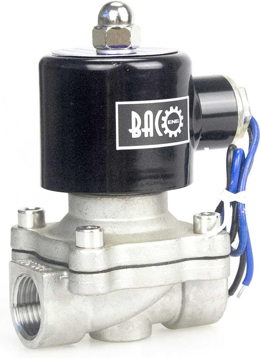 BACOENG 1/2" BSP AC220V Stainless Steel Electric Solenoid Valve N/C for Air Water Oil