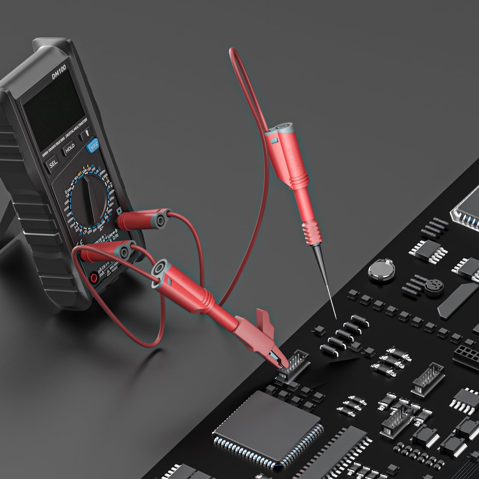 Kit di cavi di prova in silicone a banana, 4 mm, completamente isolati, 40 pezzi | Rivestito di sicurezza, impilabile, con morsetti a coccodrillo per test elettrici