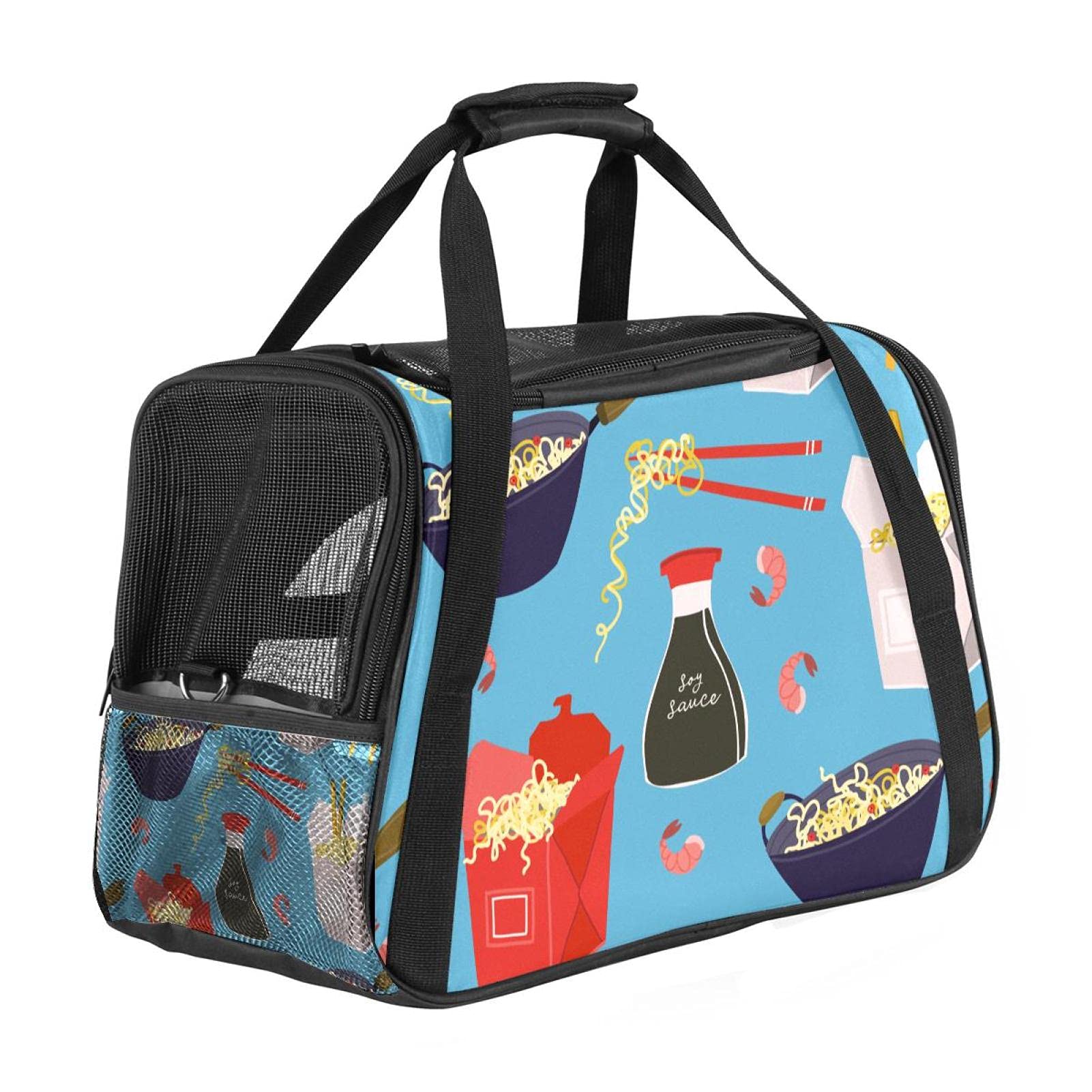 Sac de transport pour animal chat chien lapin avec coussin doux bleu