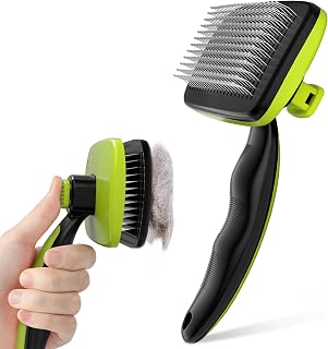 Pecute Self-Cleaning Slicker Brush for Dogs & Cats - Gentle Shedding Grooming, Massaging for All Hair Types, Lightweight & Pain-Free