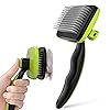 Pecute Skin Friendly Self-Cleaning Slicker Brush for Dog & Cat Shedding | 1 click clean, Lightweight, Undercoat hair removal, For short/long/double/white coats