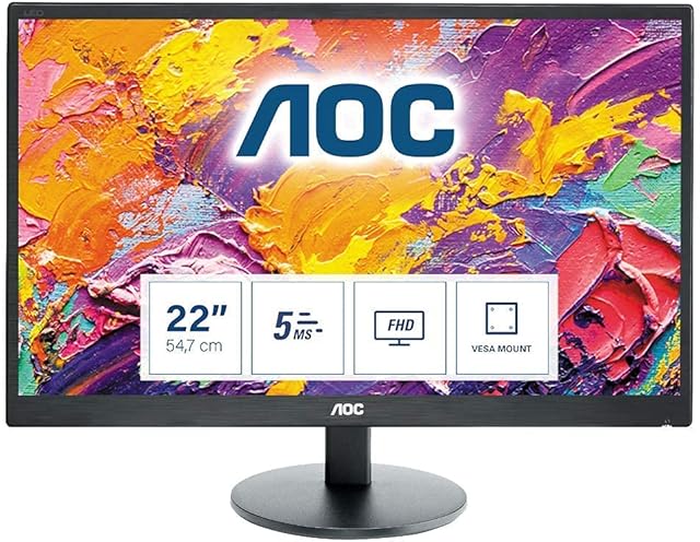 AOC E2270SWHN - 22 Inch FHD Monitor, 60Hz, TN, 5ms, Vesa 100 x 100, Tilt, Multimedia monitor (1920 x 1080 @ 60Hz, TN, 5ms, HDMI/VGA)
