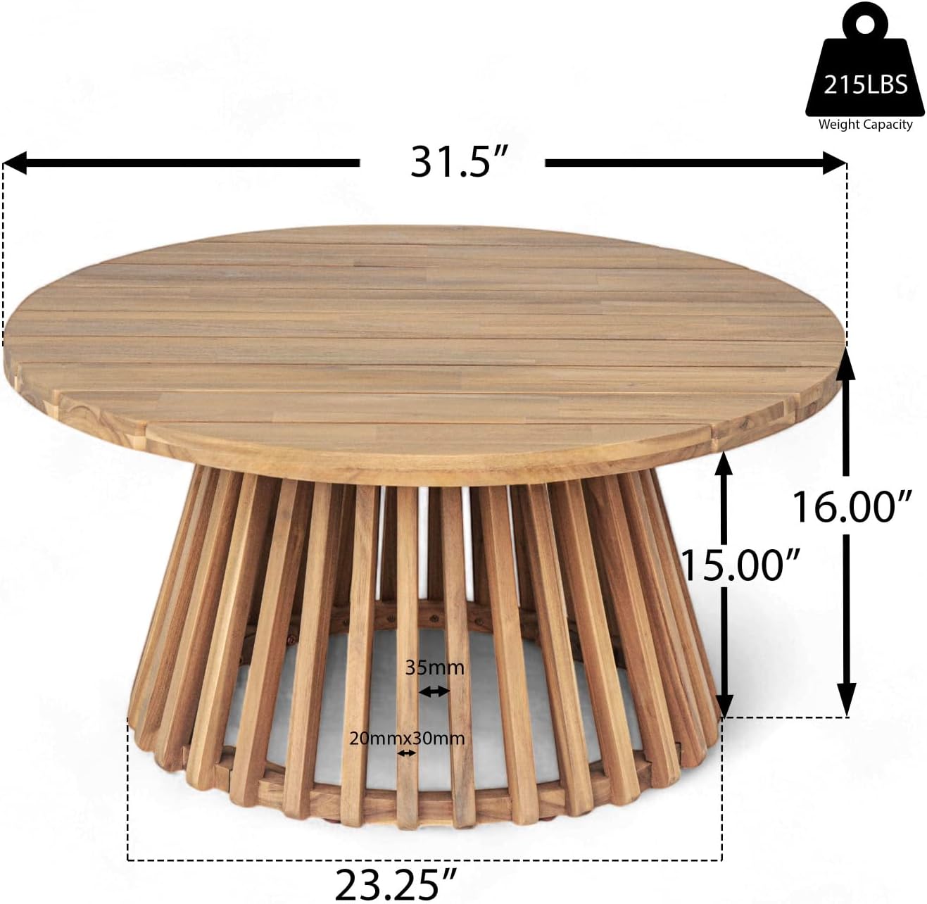 Acacia Wood Patio Coffee Table Acacia Wood Light Teak Courtyard Patio Durable Outdoor