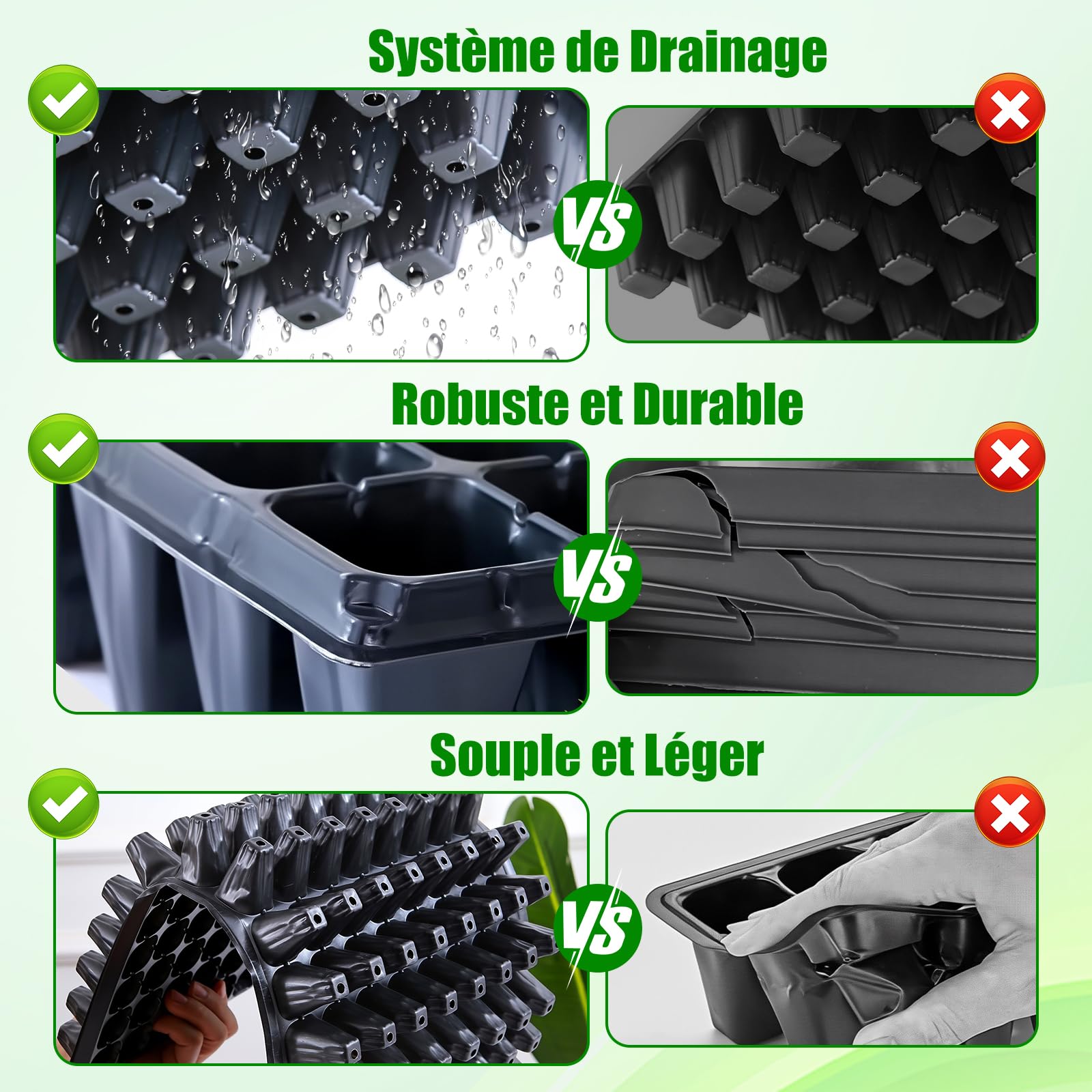 Sharplace 10 PCS Plateaux de Semis, Culture des Plantes Plateau, Plateau de Semis Croissance Plateaux avec des Trous de Drain, Pépinière de Semis en Plastique pour La Maison de Jardin, 72 Trous