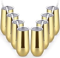 Vista 10 de Lifecapido Paquete de 6 Vasos de Champán Sin Tallo, 355ml Copas de Champán Aisladas, Vaso de Champán de Acero Inoxidable Sin Tallo, Vaso de Champán