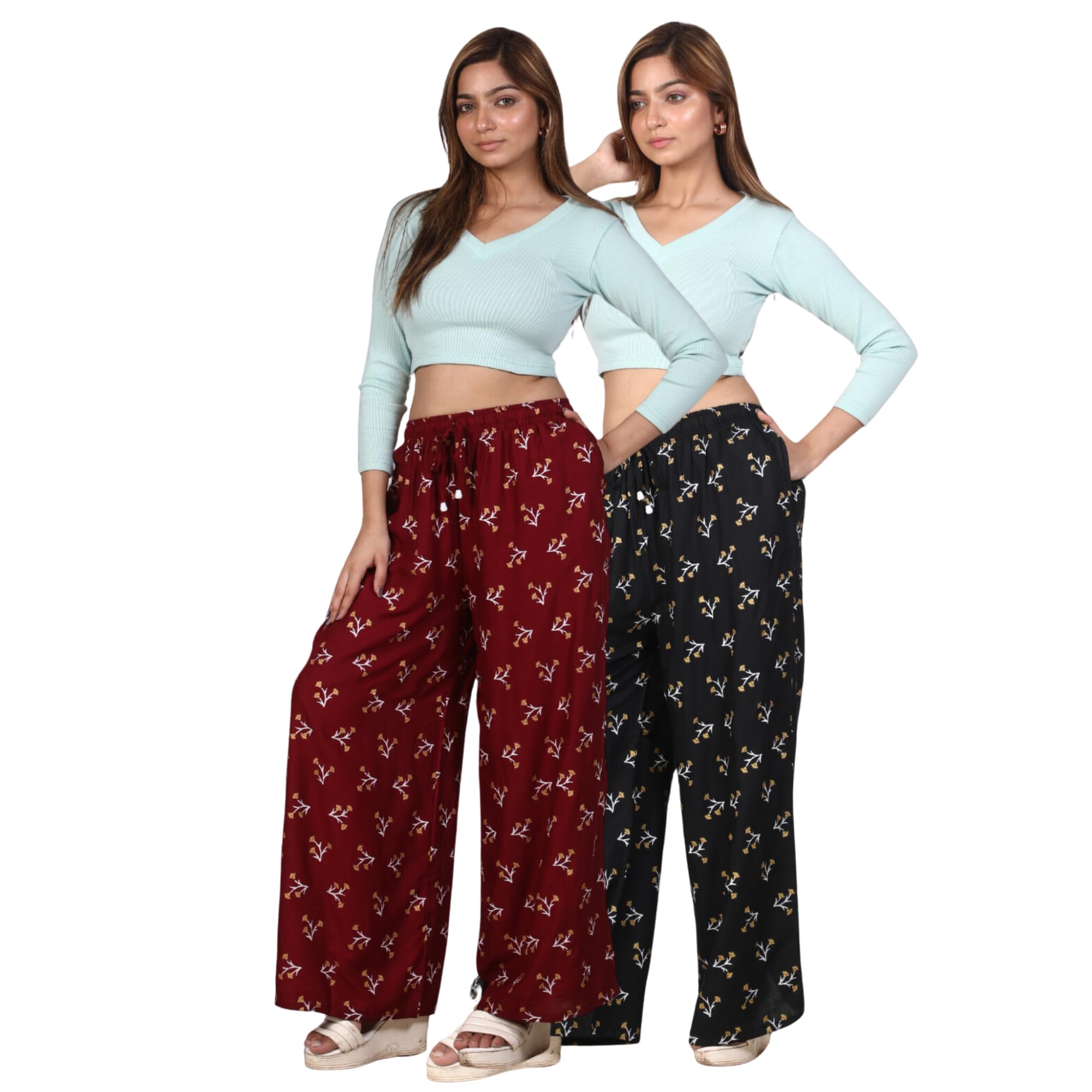 4k fashion Women's Rayon Gold Block Printed Pocket Palazzo, Free Size, Unique Stylish Rayon Palazzo-picture-19