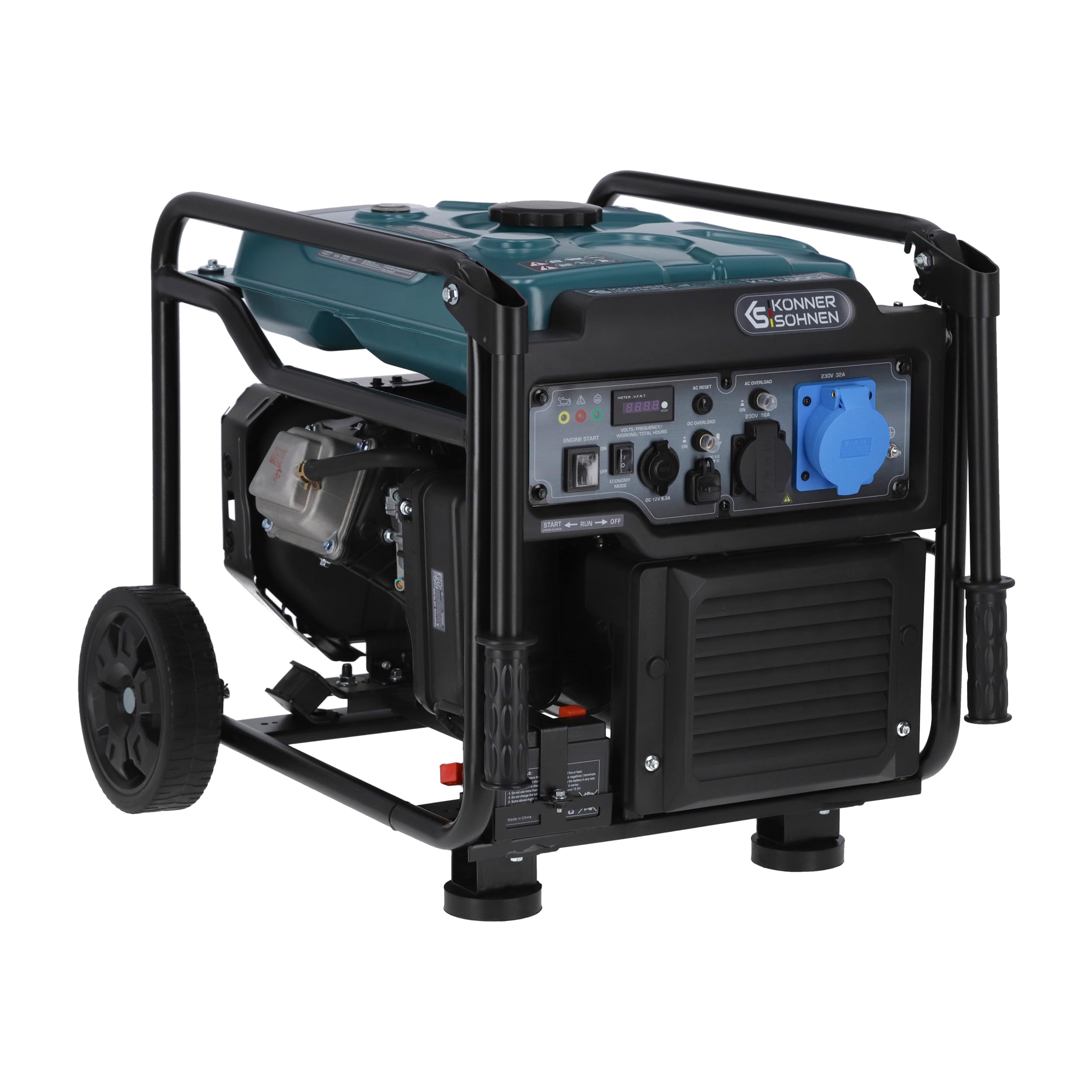 K&S Könner&Söhnen KS 6500iE generator inwertorowy 6500 W, z rozruchem elektrycznym, trybem ekologicznym, wyświetlaczem LED | agregat prądu awaryjnego do wrażliwych urządzeń do domu, na budowę